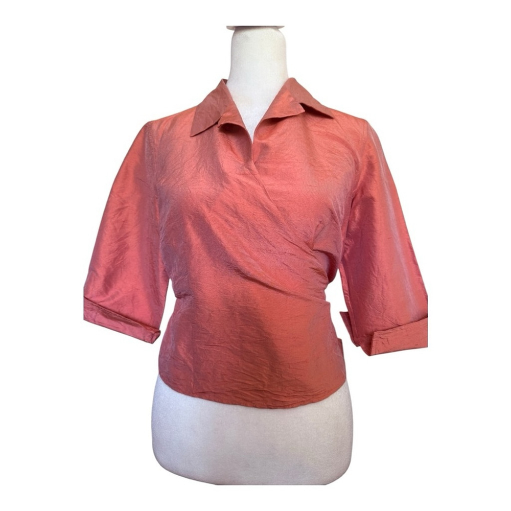 Talbots Coral Pink Petite Wrap Top Size 6 Dressy